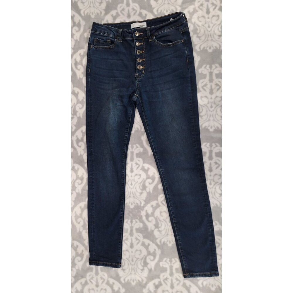 EUC Vervet Dark Wash High-Rise Skinny Jeans With Button Fly/Sz. 28